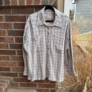 Free People Ladies M (very) Oversized! Misty Lilac Cardiff Plaid Tunic Shirt